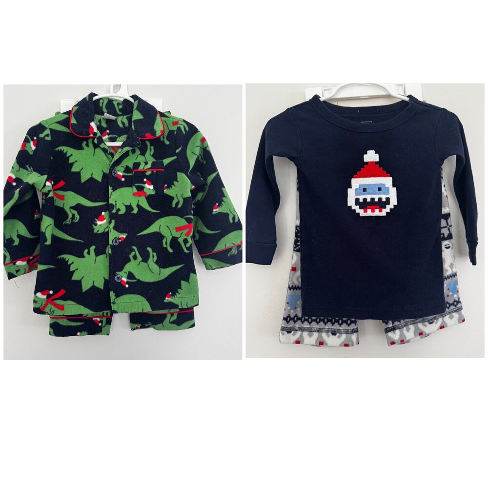 Bundle of babyGap Fleece Pajama Sets: Christmas Dinosaurs and Abominable Snowman